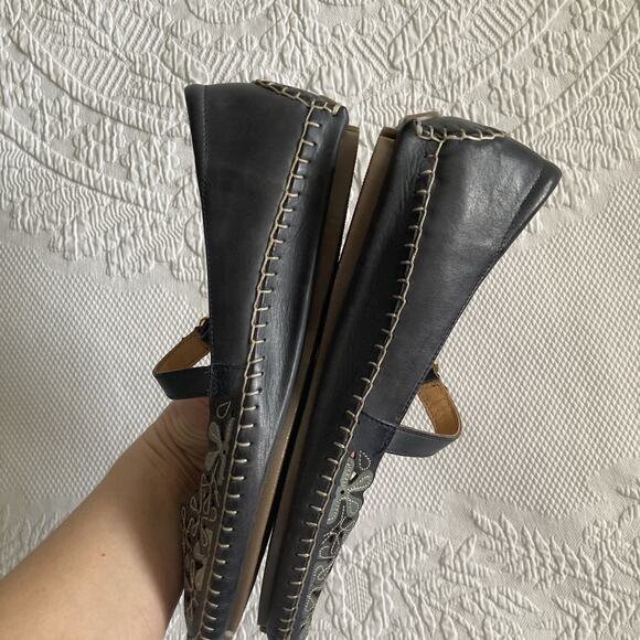 Pikolinos Blue gray floral leather Mary janes comfort flats 40, women's 9.5 - 10 - Picture 5 of 14